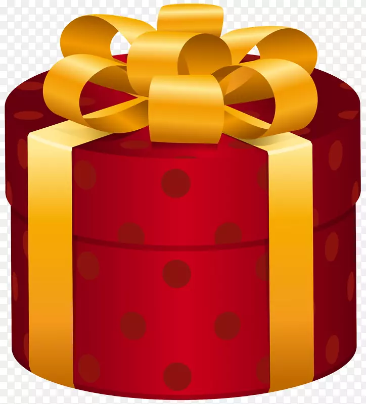 礼品盒剪贴画-椭圆形红点礼品盒PNG剪贴画图像