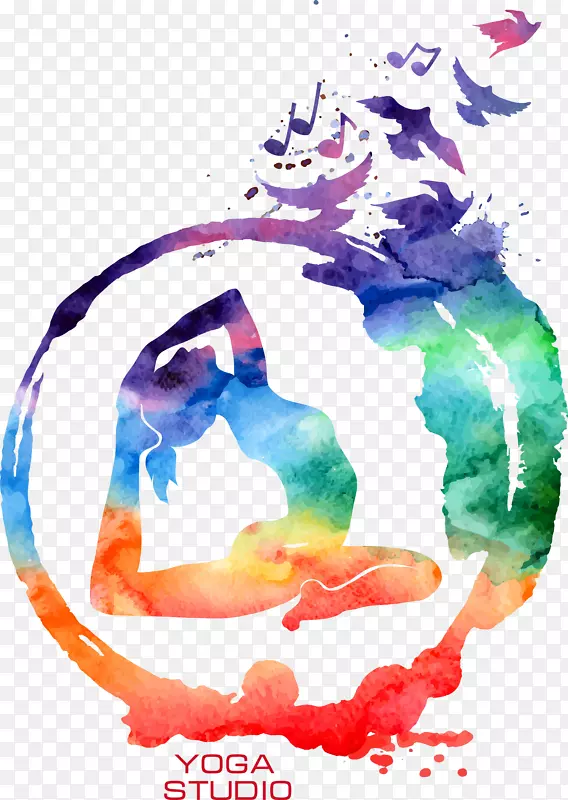 OM插图-彩色瑜伽
