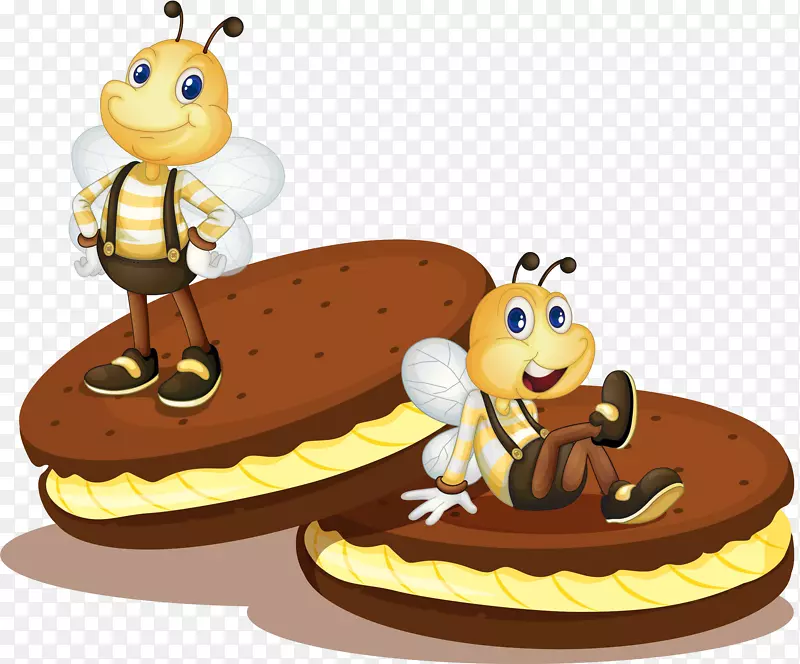 托特饼干卷意面蛋糕-三明治蛋糕上的蜜蜂