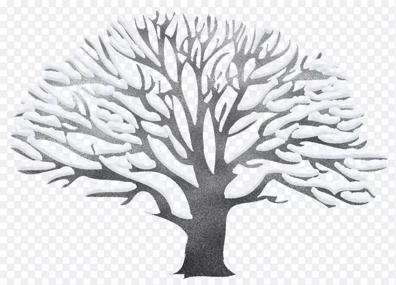 树木剪贴画-冬季雪黑色树木图片
