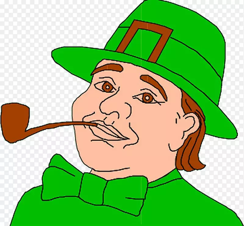 爱尔兰小妖精圣帕特里克日剪贴画-卡通吸烟男子