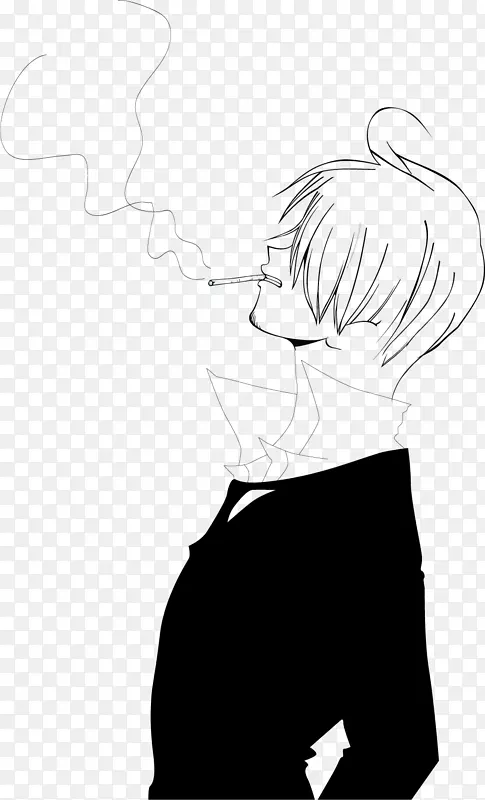 Sanji猴子D.Luffy roronoa zoro NAMI Trafalgar D.水法-绘制的男子吸烟