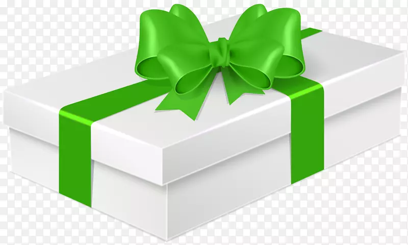 礼品气球剪贴画-带绿色蝴蝶结的礼品-PNG剪贴画