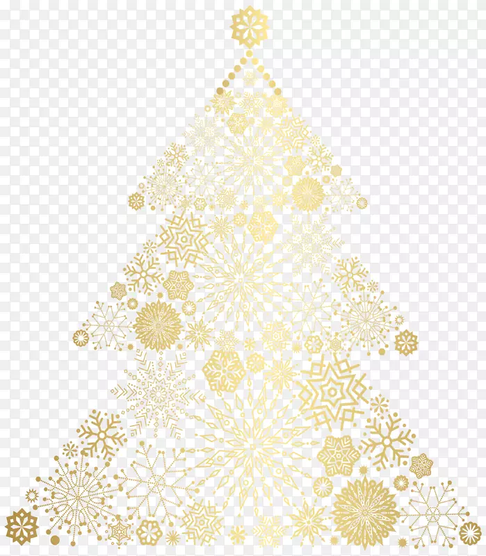 圣诞树图案-圣诞金树PNG剪贴画图片