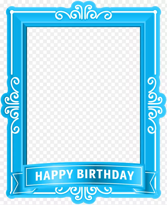 生日蛋糕祝你生日快乐剪贴画-生日快乐框架蓝色PNG剪贴画