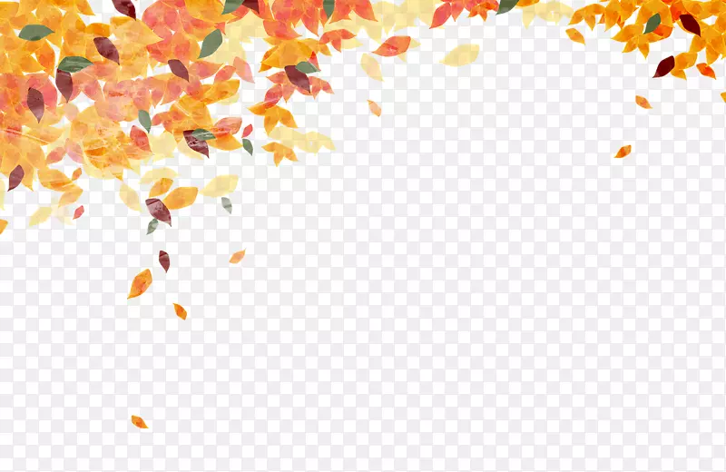 秋叶彩色剪贴画-金色秋叶飘落背景