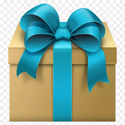 礼品盒色带剪贴画-带蓝色蝴蝶结的礼品盒