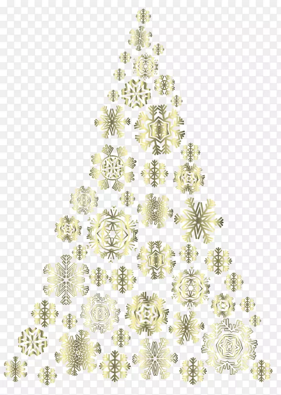 人工圣诞树预点燃树-金色雪花圣诞树PNG图像