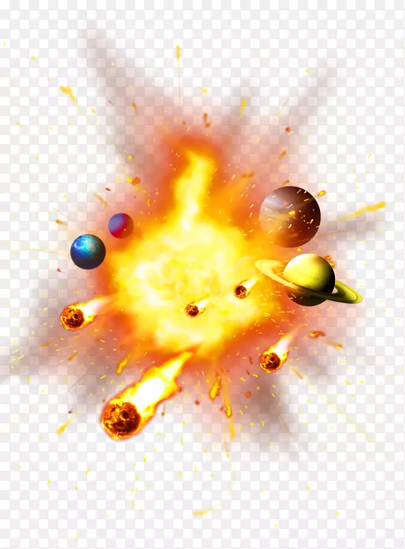 爆炸下载图标-金色大气爆炸星球装饰图案