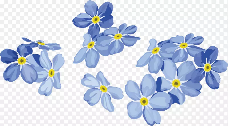 画花蓝色手绘蓝色花