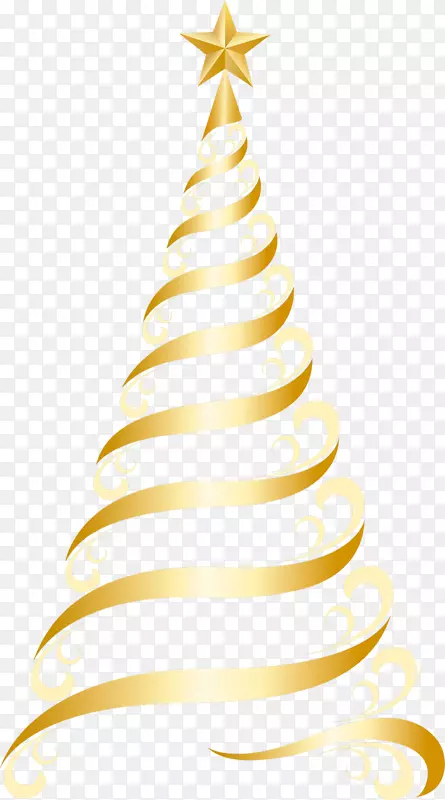 圣诞树装饰剪贴画-透明金色装饰树PNG剪贴画