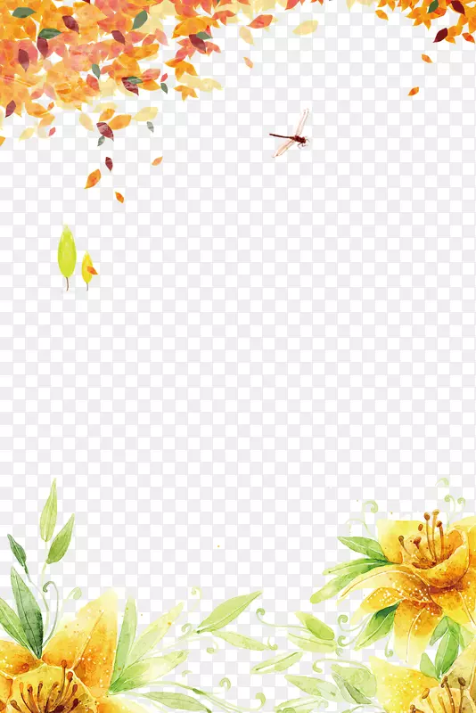 花卉设计黄色图案-秋季边框
