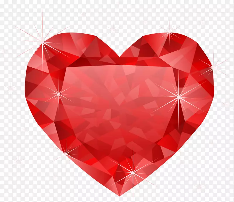心钻石红色剪贴画-大透明钻石红心片