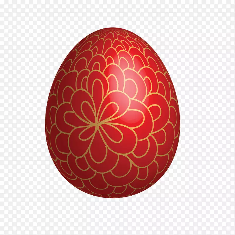 复活节彩蛋复活节兔子-大型红色复活节彩蛋和金饰