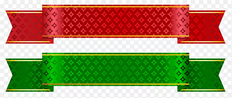 圣诞横幅剪贴画-绿色及红色横幅套装PNG剪贴画