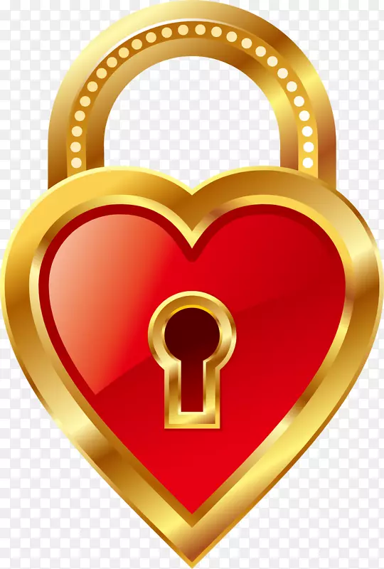 钥匙挂锁心脏夹艺术.锁PNG材料