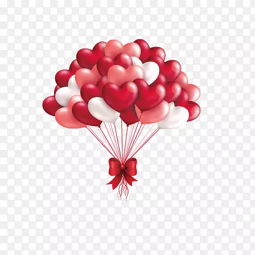 红白心形气球