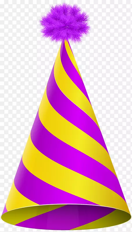 派对帽生日剪贴画-派对帽紫黄透明PNG剪贴画形象