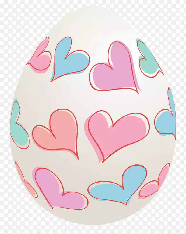 复活节兔子红色彩蛋剪贴画-带心的复活节彩蛋图片