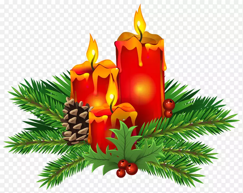圣诞节烛光剪贴画-圣诞蜡烛PNG剪贴画图片