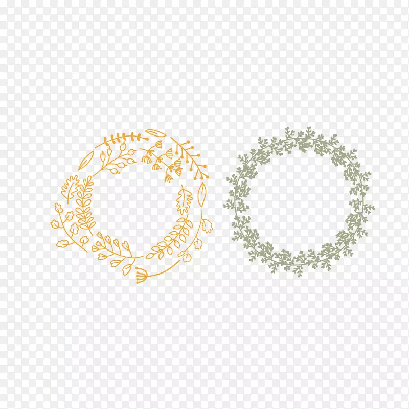 月桂花环秋季插图-鲜花婚礼标志