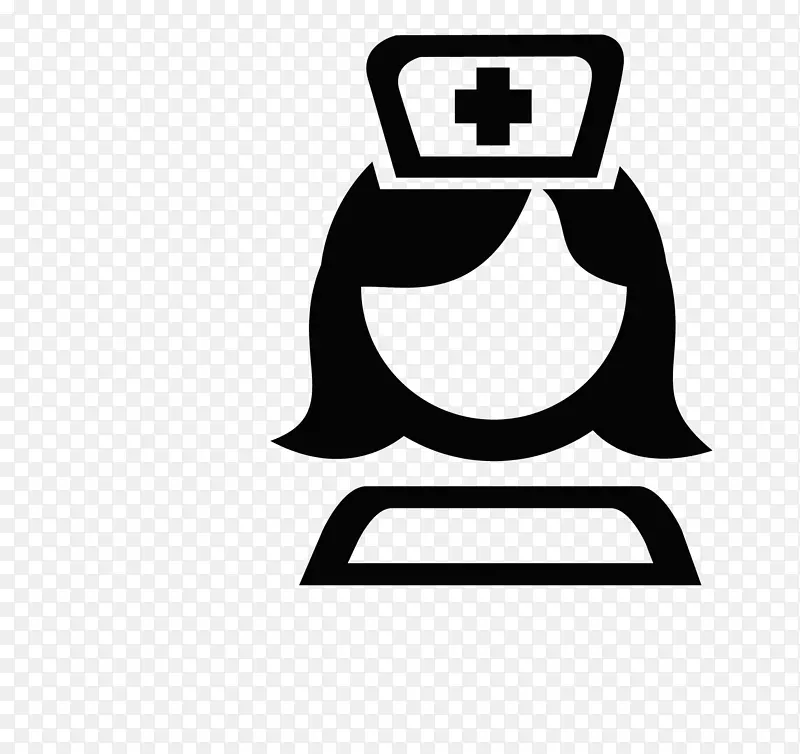 护理苹果图标图像格式图标-黑白卡通护士头部标志
