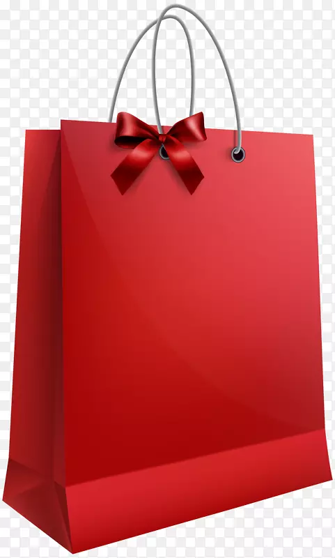 礼品袋剪贴画-带蝴蝶圆剪贴画图案的红色礼品袋