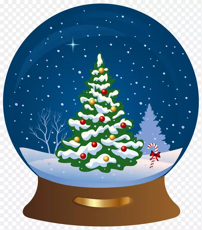 雪球圣诞树圣诞老人剪贴画-圣诞树雪球透明PNG剪贴画图片