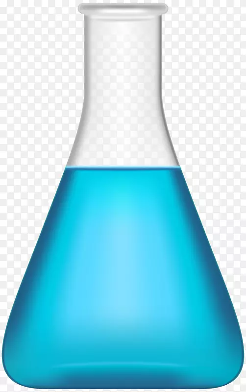 蓝色产品液体实验室烧瓶-瓶蓝色透明PNG剪贴画