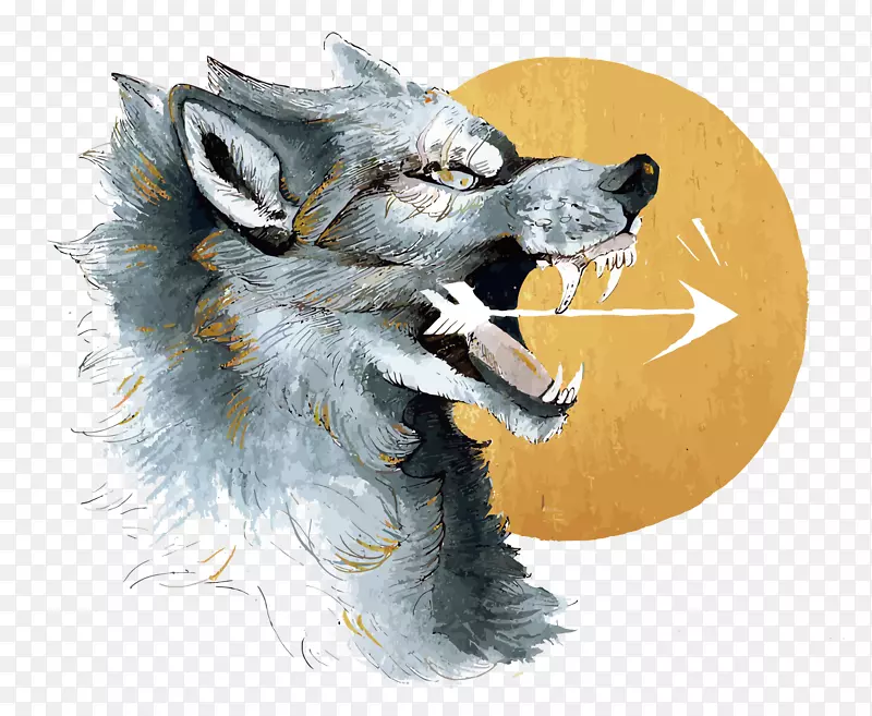 灰狼狼人艺术-狼图腾