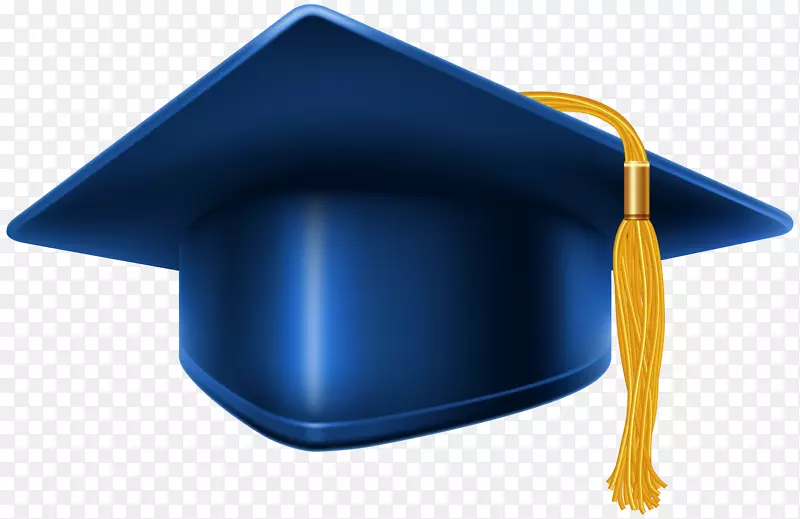 方形学术帽毕业典礼蓝色剪贴画-蓝色毕业帽PNG剪贴画形象