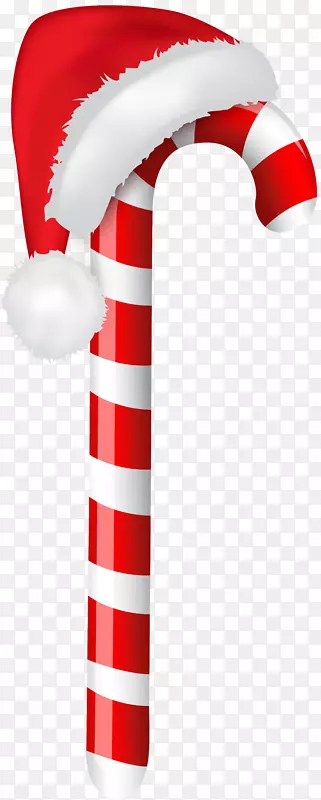 糖果手杖圣诞老人圣诞剪贴画-带圣诞老人帽子的糖果手杖