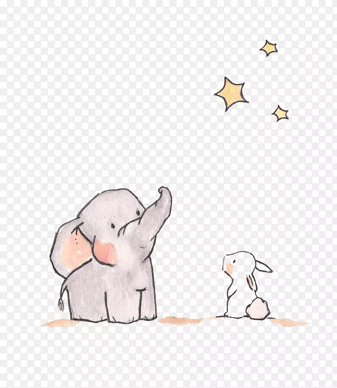 象星兔图-大象和兔子星星