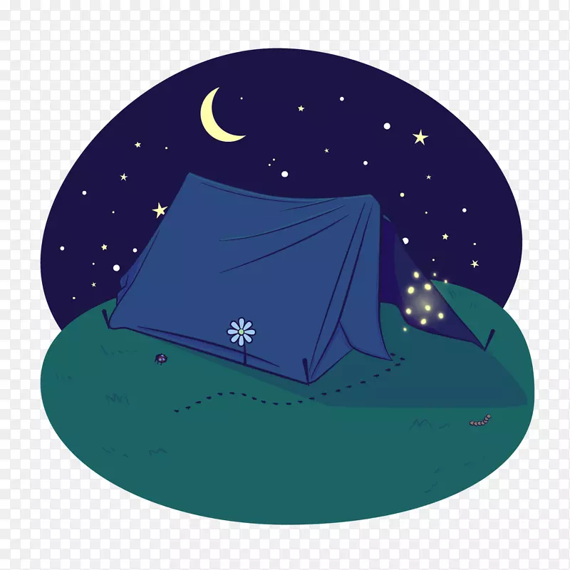 野营帐篷插图.夜间户外野营帐篷插图图