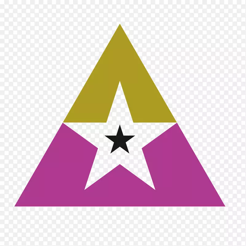 五角星-紫五点星空心三角形图案