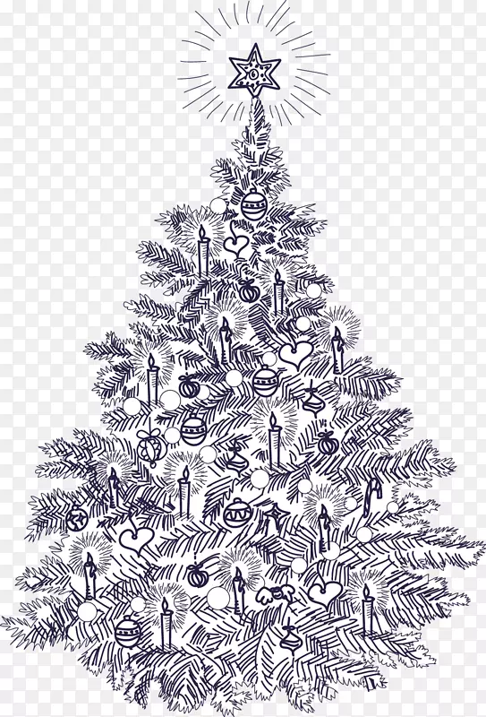 圣诞树圣诞卡旧式服装插图-圣诞树