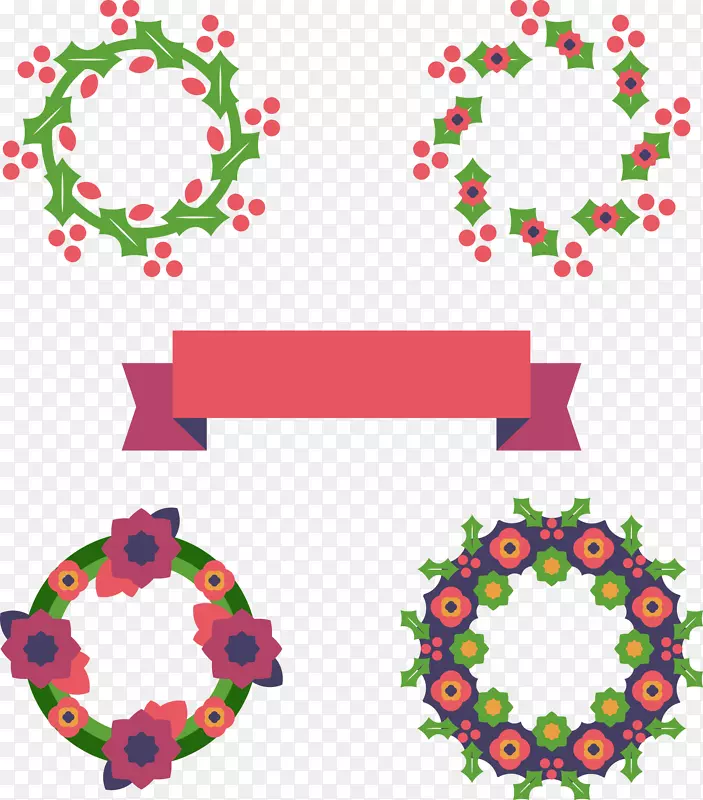 圣诞装饰品花环-带丝带的圣诞花环