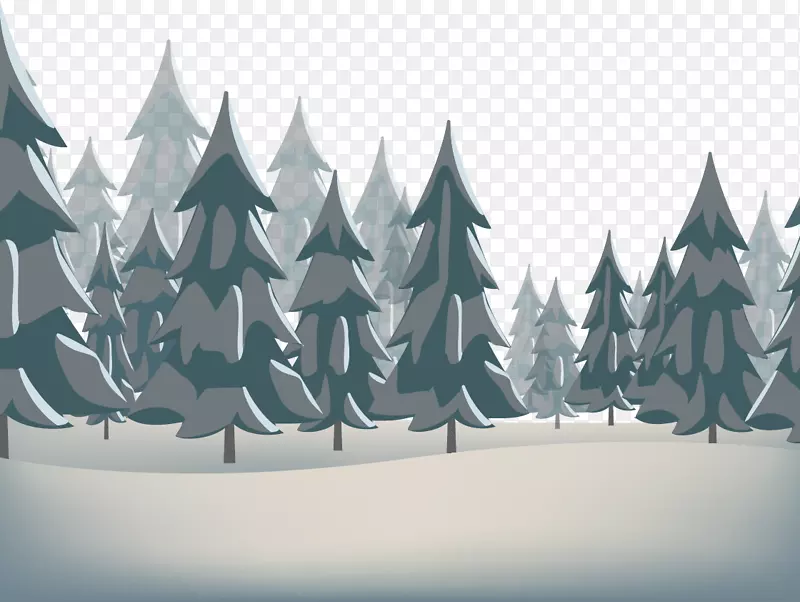 雪冬圣诞老人-冬季松树