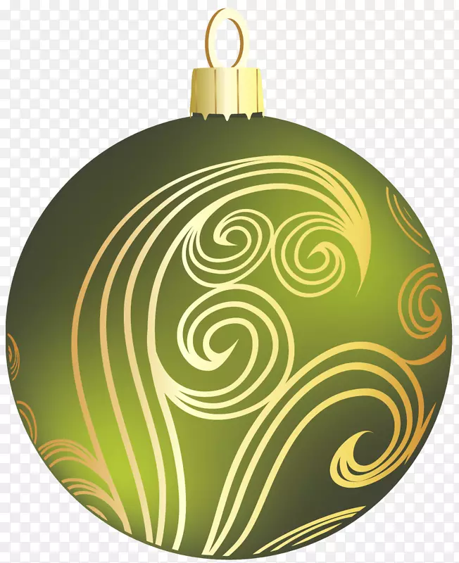 圣诞装饰品婚礼请柬艺术-透明绿色和金色圣诞球剪贴画