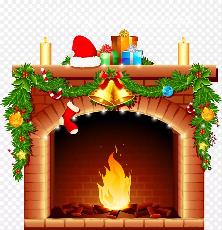 圣诞老人壁炉圣诞枕头夹艺术壁炉