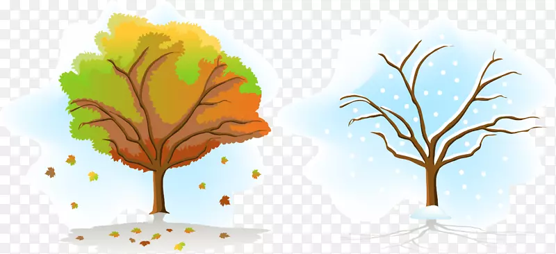 季节树秋季插图-秋冬树