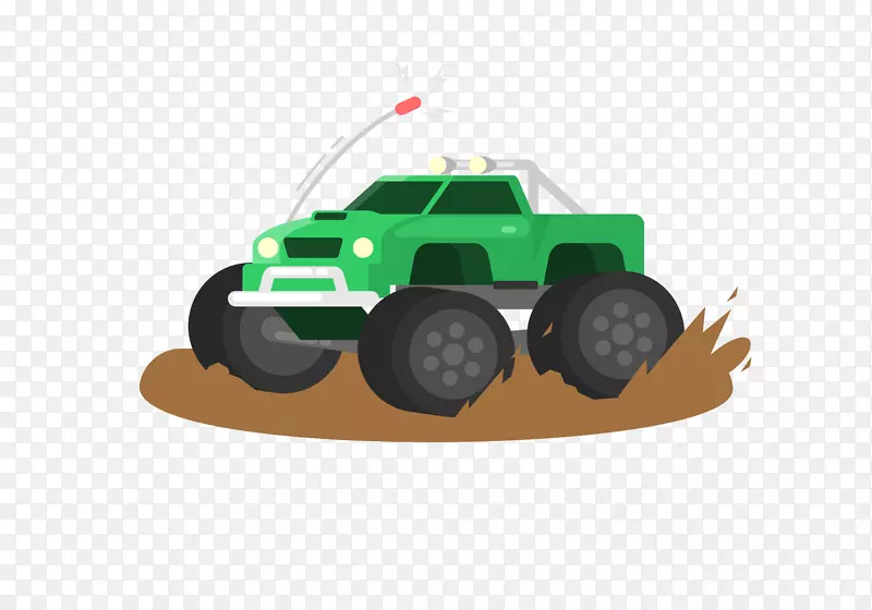 汽车泥图标-沉淀物中的绿色汽车