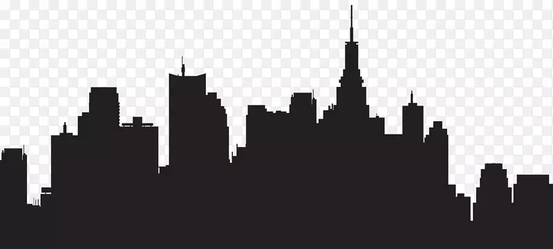 纽约市天际线剪影剪贴画-大城市剪影PNG剪贴画