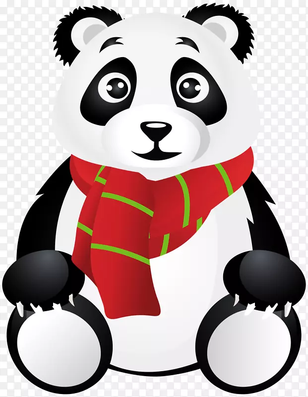 带围巾的熊猫透明剪贴画