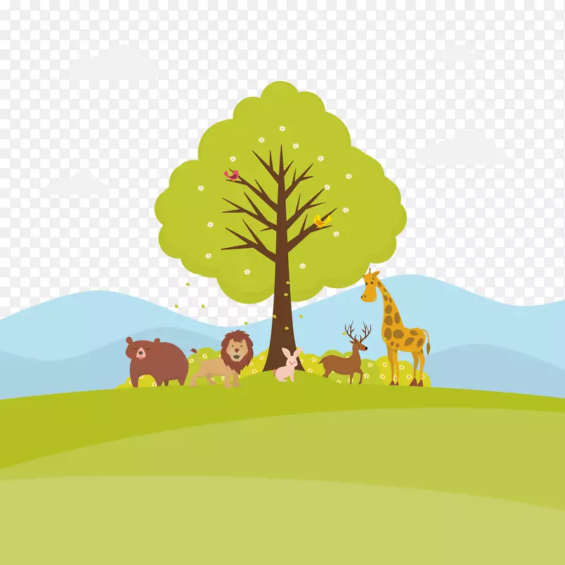 adobe插图下载图标-地球上的树木和动物