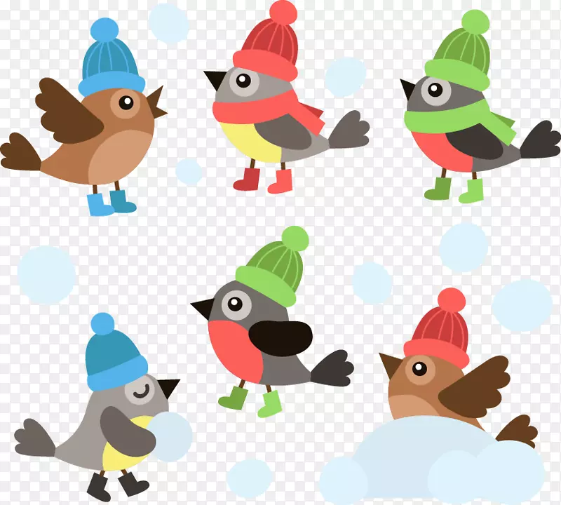 鸟类帽-带冬帽的卡通鸟