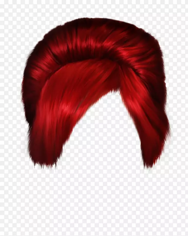 红发型长发-女性发PNG形象