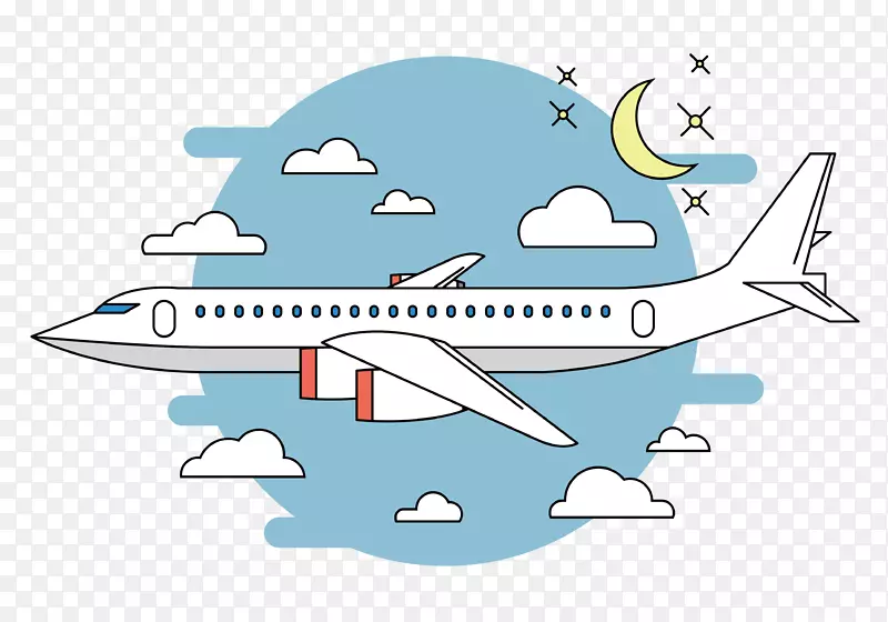 飞机飞行卡通-夜空飞行卡通白色飞机