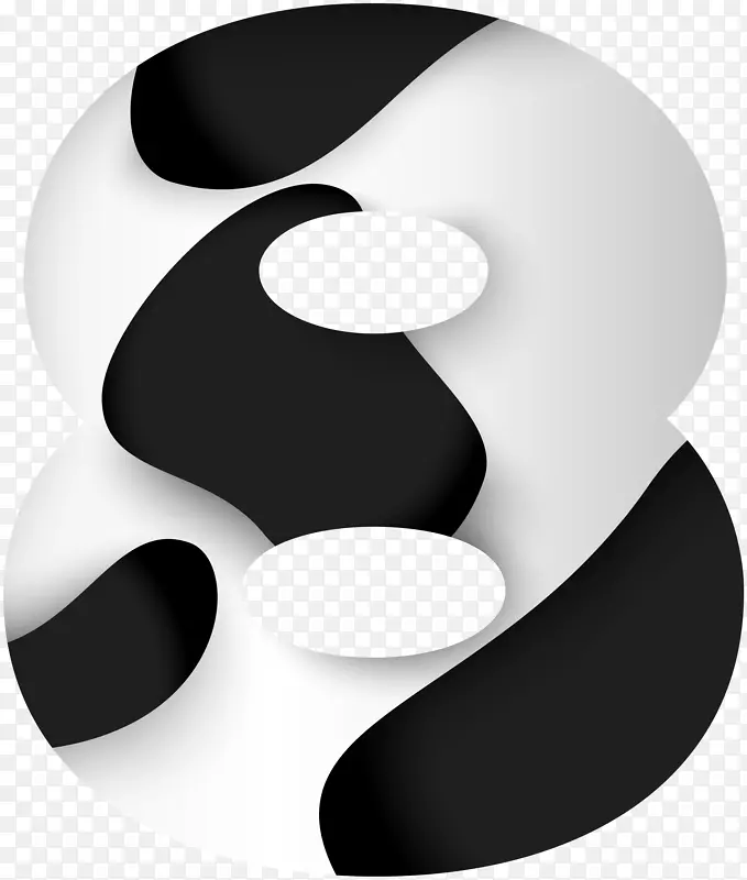 黑白设计圆圈字体-八号黑白PNG剪贴画图像
