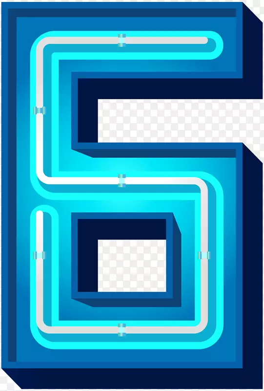 产品蓝色工艺字体-6号蓝色霓虹灯PNG剪贴画图像